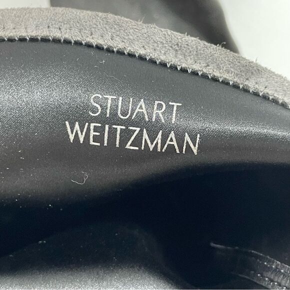 Stuart Weitzman Gray Suede Over-the-Knee Boots Sz 7 Almond Toe Block Heel Shoes - Picture 11 of 12